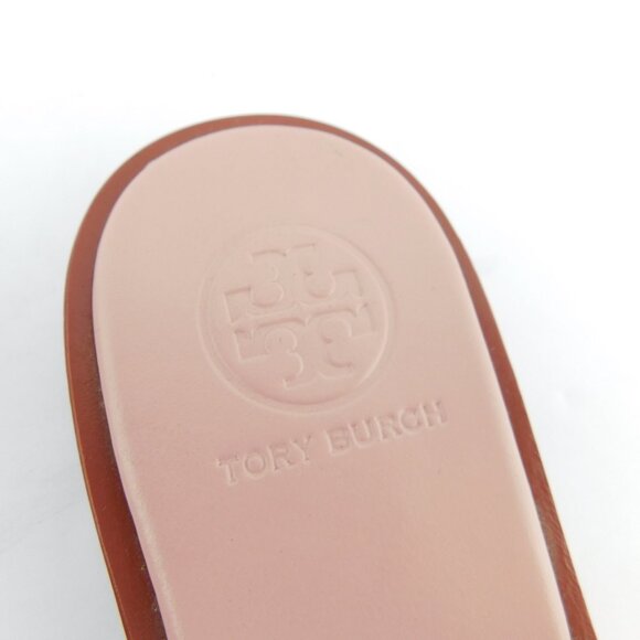 TORY BURCH Baby Pink Logo Leather Thong Flat Sandals 7.5 - Picture 3 of 6